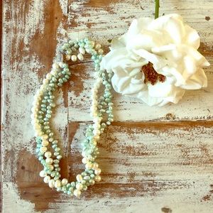 Pearl Necklace - Cream and Light Blue